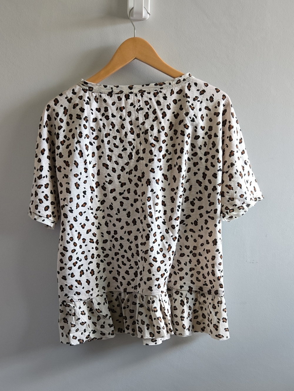 Marc Cain Leopard Print Ruffle Tshirt Size 8-10 - Picture 5 of 10